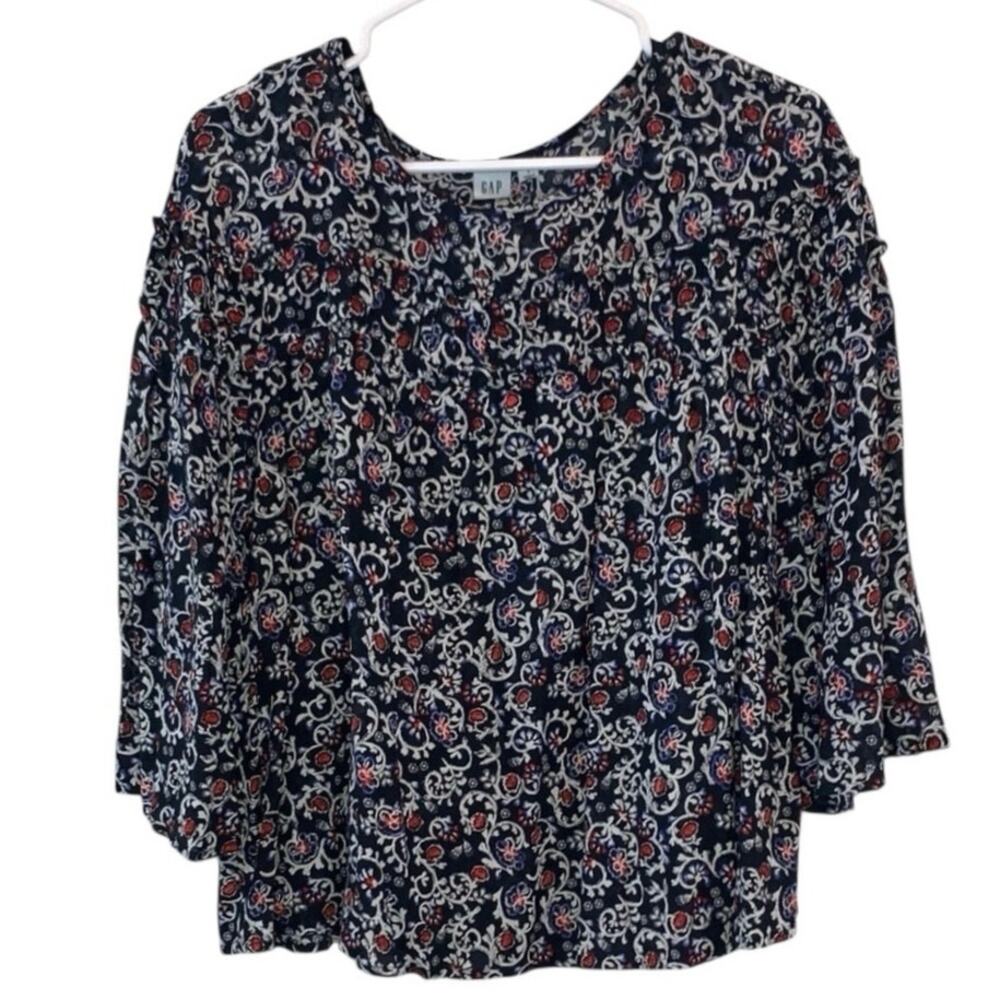 Gap Tier Ruffle Black‎ Floral Top